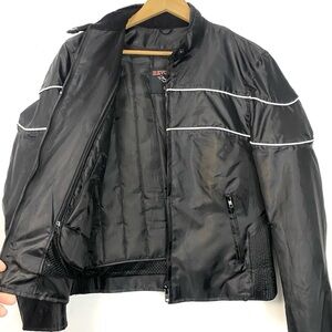 Revolution Gear Womens Black Lined Full Zip Nylon Motorcycle Biker Riding Jacket